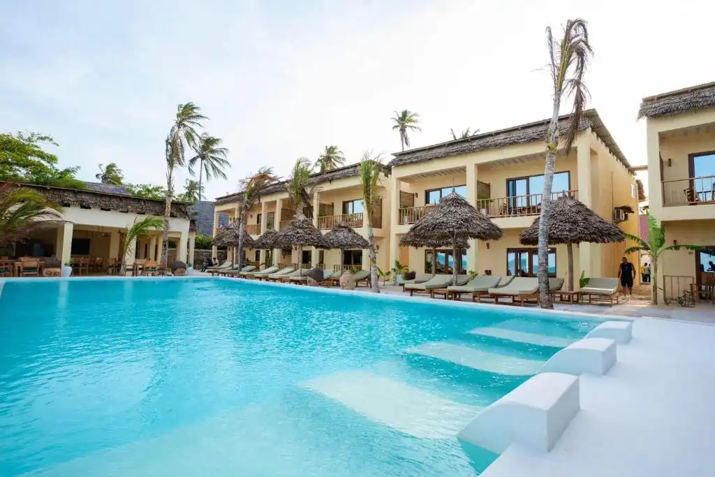 CZR hotel building and swimming pool in Jambiani