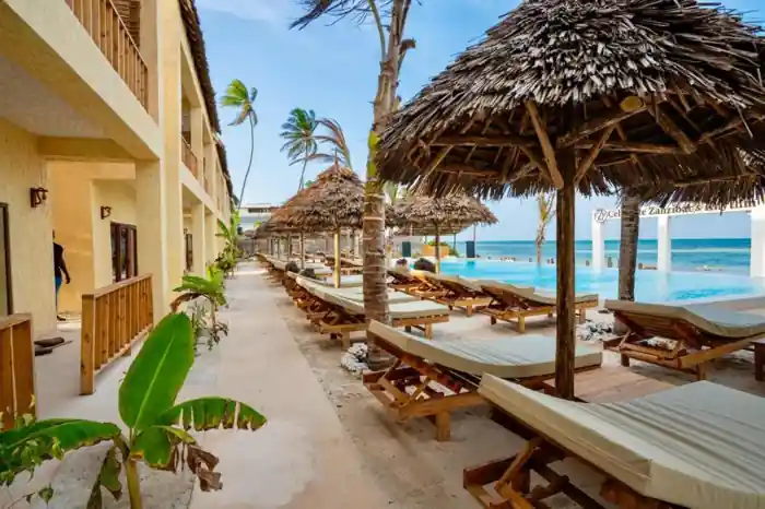 Loungers beside the pool
